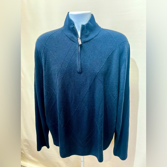 TRICOTS ST. RAPHAEL Men’s navy 1/4 zip pullover sweater size XL - Picture 1 of 13